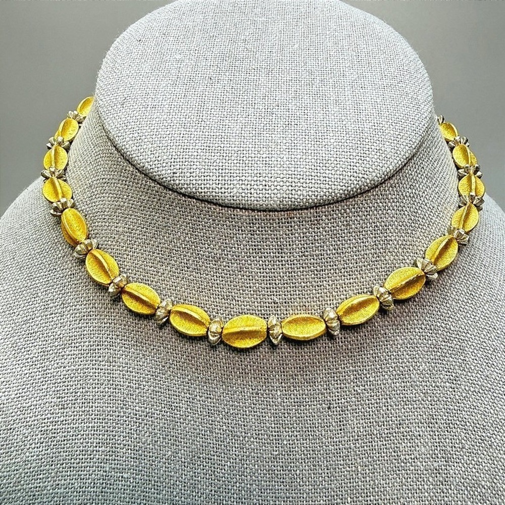 Trifari Vintage Gold Tone Bead Choker Necklace 12‎ - 17" Adjustable MCM Unique